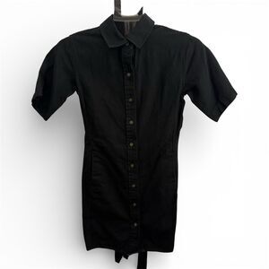 Banana Republic Black Belted Short Sleeve Knee Length Shirt Dress Size XXS Reg